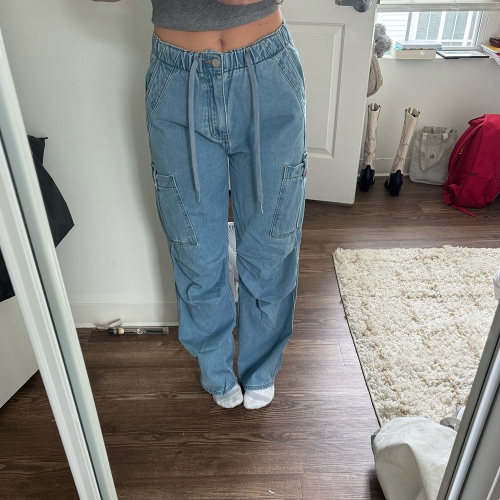 Women's Blue Cargo Sweatpants Jean